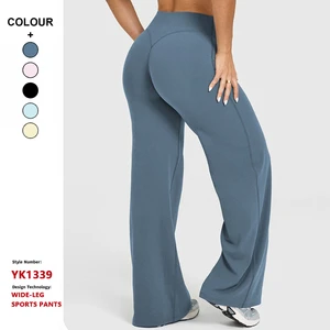 1180 Custom Logo High Waist Quick Drying Hip Lifting Yoga Pants Tight Wide Leg Flared Pants Women Gym Sports Fitness Leggings
