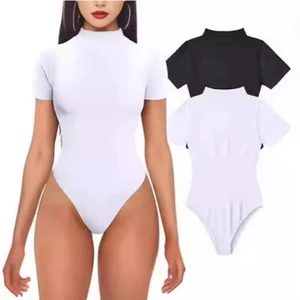 2026 Best-selling Ribbed Round Neck Short Sleeved Women's Yoga Jumpsuit