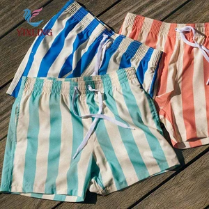 2025 Drawstring Beach Shorts Sustainable Striped Print Board Shorts