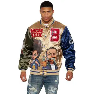 OEM Custom Chenille Embroidery Logo Eco-Friendly Winter Nylon/Cotton Sleeves Light Green Baseball Bomber Letterman Jacket