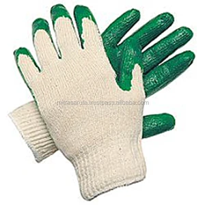 Unisex Disposable XL Size Safety Gloves Natural Latex-On-Palm Cotton Lining General Purpose Workwear Polyester/Cotton Mitra