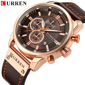 CURREN Watch for Men Japan Quartz Movement Leather Strap Big Dial Casual Sport Calendar Waterproof Watch 8291 Relogio Masculino