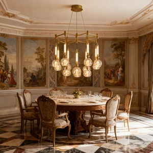 Italian Cloud Glass LED Chandelier with Modern Design Long and Large Size for Kitchen Use