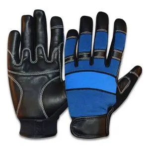 Comfortable XL Safety Work Gloves with Grip Utility Mechanic Multipurpose Leather Rubber Nylon Lined Touch Screens Protection