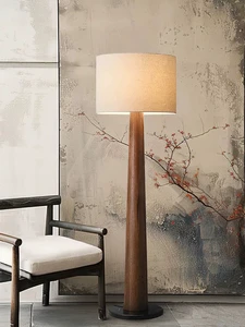 Fabic Lampshade Wooden Column Corner Floor Lamp Simple Floor Lamp Nordic Family Iiving Room Bedroom Study Villa Hotel