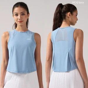 Aoyema Women's Sports Wear Vest Quick-Drying Breathable Sleeveless Yoga Tank Top Casual Neck Blouse Plus Size Mesh Short Sleeve
