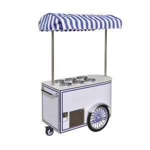 MEHEN MR6 Italian Gelato Bike Ice Cream Cart Mobile Push Popsicle Showcase Freezers Vending Cart For Outdoor Sale