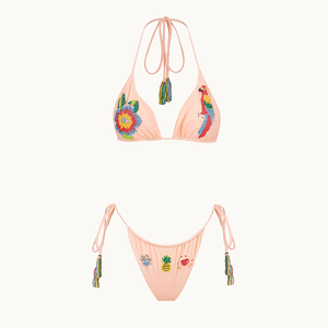 Bikini Manufacturer Customized Bead Embroidered Swimsuit Lace-up Bikini Popular Sexy Triangle Bikinis&beachwear for Women