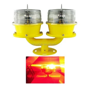 Aviation Obstacle Double Lights, LED Low Intensity Aviation Warning Light FAA L810 Solar Double Aviation Obstruction Ligjht