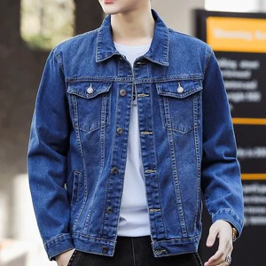 Spring Autumn New Model Men's Handsome Jacket Fashion Solid Turn-down Collar Custom Men's Denim Jacket