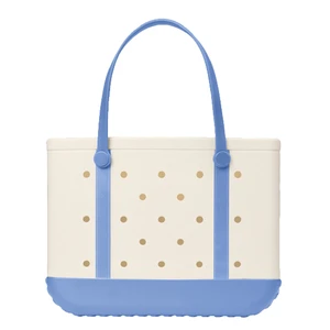 Custom Logo Printing Portable Open Washable EVA Hole Tote Bag Waterproof Large Capacity Beach Bag For Pool Boat Travel Women