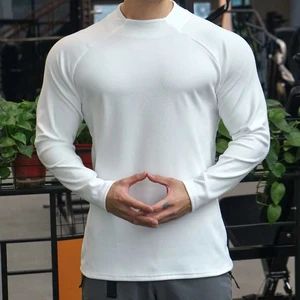 New Autumn and Winter Round-neck Men's Casual Sports Trendy Loose Pullover Muscle Loose Fleece-lined Zip Base Shirt