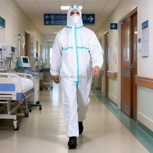 Type4/5/6 SMS Breathable Microporous Anti-Static PPE Level D Basic Protective Workwear Regular Fit Disposable Cleanroom Use