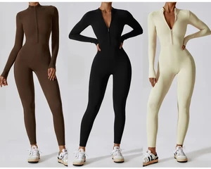 2026 Waist Yoga Jumpsuit Outdoor Soft Stretchy Logo Custom Hot Sell Warm Running Fitness Bodysuit & Clothes