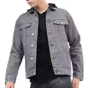 High Quality Denim Jeans Jacket for man Custom Logo Vintage Blue Washed Streetwear Casual Jean Coat Manufacturer