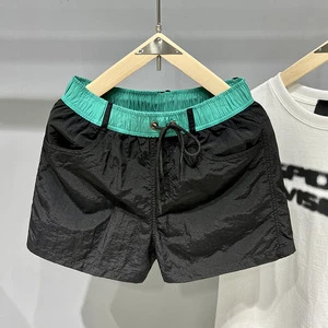 Men's Quick Dry Swim Trunks Summer Color Block Elastic Waist Drawstring Lightweight Beach Board Shorts with Pockets