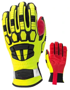 High Impact Polyester Safety Gloves Anti-Slip Grip Cut Resistant Shock Absorbing Anti-Vibration Latex-Free EN388 13ga Safety