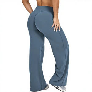 Women's High-Waist Elastic Seamless Solid Yoga Scrunch Bum Pants Casual Trousers Stretch Flare Legging Polyester/Nylon Anti-UV