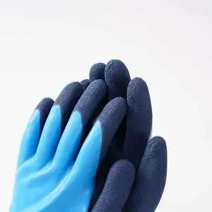 Hot Sale Waterproof Blue Polyester Latex-Coated Sterile Tear-Resistant General Purpose Safety Gloves Model TF-L322 Pro