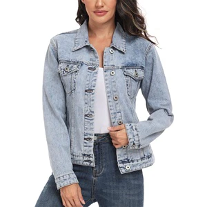 Premium Women's Denim Jean Jacket Women Casual Fall Jacket Denim Button up Coat Denim Jacket for Ladies