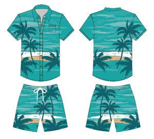 New Fashion Men Sets Hawaiian Man Short Sleeve Set Summer Casual Floral Shirt Beach Two Piece Suit Set