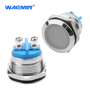 19mm Metal LED Indicator Light 12V-24V White IP65 Rated 2-Screw Terminals 50000 Hours Lifespan for Equipment (CE RoHS FCC