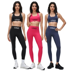 Women Racerback Sleeveless Yoga Set High Support Bra High Waist Hip Lifting Pants Fitness Running Pilates Workout Suit