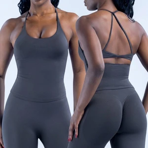 Custom Logo Twist Back Top Removable Pads Tank Top Seamless Gym Crop Top Sleeveless Yoga Top Shirts OEM/ODM Service