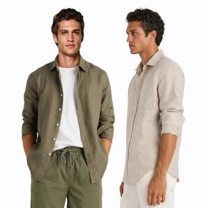 Custom Short Sleeve Wholesale Casual Summer Custom Logo Linen Shirts Men