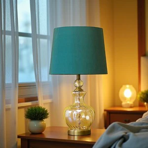 Traditional Simple Glass LED Desk Lamp with Warm White Soft Ambient Lighting for Bedroom and Living Space