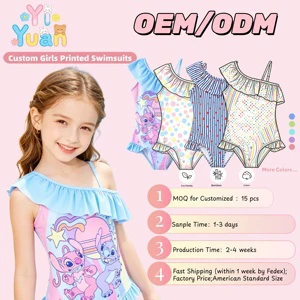 Custom Toddler Girls One-Shoulder Swimsuits American Standard Size Striped Print Girls Swimwear for 2-16T Kids Girls OEM/ODEM