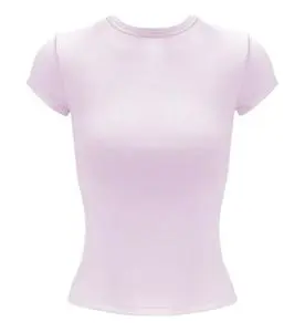 Women's Plus Size Embroidery Pink Short Sleeved Cotton Slim Fit Summer T-Shirt