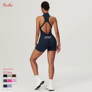 HUIHE Spring Sports Yoga Jumpsuit Tight Fitting Jumpsuit Women'S Fitness Suit With Zipper