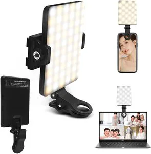 High Power Rechargeable LED Fill Video Light for iPhone Android iPad Laptop Makeup Selfie Vlog Video Conference