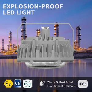 LED IP66 ATEX Explosion Proof Aluminum Light 100W/150W LED Chip 5-Year Warranty High CRI 80 for Gas Stations Chemical Plants