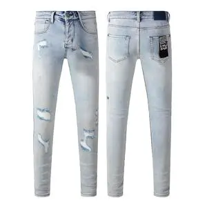 Custom Slim Fit Hole Ripped Distressed Jeans Mens Denim Apparel High Quality Streetwear Factory Clothing Manufacturing Supply