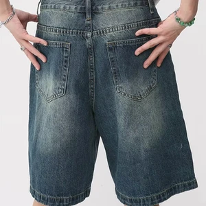 High Quality OEM Loose Distressed Denim Shorts Summer Travel Daily Matching Men Custom Denim Jeans Vintage Classic