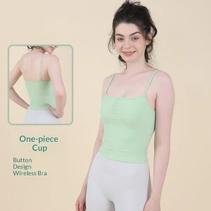 Women's Quick-drying Spandex/Nylon Summer Beauty Back Camisole Slim-fit Fitness Yoga Suit Push-up Shockproof Pilates Sports Top