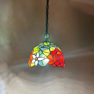 For for Style Stained Glass LED Lampshade Ceiling Lights Rose Pendant Fixture with Project Installation for Home Decoration