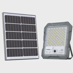 300W Solar Security Light Camera Aluminum Spotlight Focus Lamp IP65 Waterproof 2017lm 6500-7500K MJ-BW300C Outdoor Garden Light
