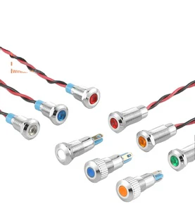 Waterproof Equipment Panel Led Indicator Lights 8mm RG Metal signal Lamp R/B/Y 3V 6V