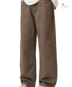 New Style Men's Cotton Spandex Denim Jeans Pants Laser Dark Stonewashed Mid Waist Casual Trousers Zipper Fly Wide Leg Draping