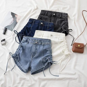 Women's High-Waist Vintage Denim Shorts Factory Wholesale Colored Washed Harem Pants with Hot Print Pattern Short Skirts Style
