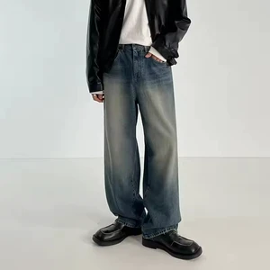 Custom Plus Size Men's Baggy Jeans Vintage Boot Cut Style 3D Pattern Stone Wash Streetwear Hip Hop Loose Pants Jeans for Men