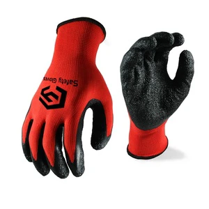 CHUANGYING Latex Coated Work Gloves Dipped Gardening Construction Protective Anti-Slip Waterproof Powder-Free Black Gloves