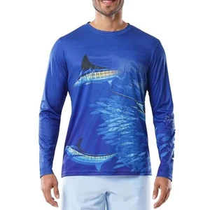 Long Sleeve UV Protection Fishing Shirt Quick Dry Breathable Performance Wear Ocean Boat Design Custom Logo Bulk