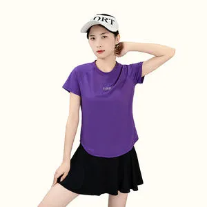 Women's Slim-Fit Short-Sleeved Yoga Top for Spring Summer Fitness