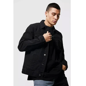 New Fashion Dot Washed 100% Cotton Casual Black Men's Denim Jeans Jacket Stand Collar Eco-Friendly Embroidered Reversible