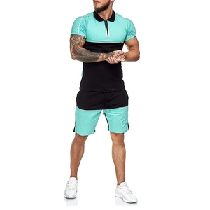 Trendy Summer Casual Fashion Suit for Men Plus Size Single Breasted Shirts and Knee Length Straight Pants with Short Sleeves