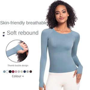 Women's Plus Size Slim T-Shirt Top Solid Ribbed Long Sleeve Crew Neck Comfortable Fashion Bottom Yoga Shirt Seamless Feature